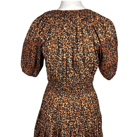 Ulla Johnson NWT Mariana Leopard Animal Print Puff Sleeve Fit & Flare Dress - Picture 10 of 16